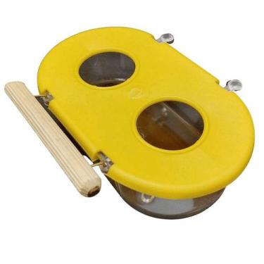 Imagem de Comedouro Médio  com Poleiro 2 Furos - Amarelo - Injetfour