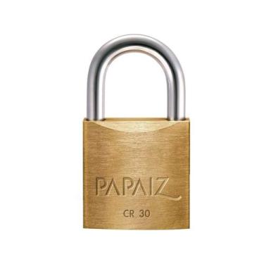 Imagem de Cadeado Chave Papaiz Clássica Standard CR30 - 30mm Amarelo e Cromado, 