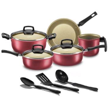 Imagem de Conjunto de Panelas Antiaderente Elegan Cereja Bege - Marpal