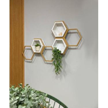 Imagem de Colmeia Aurum Organizadora 6 Hexágonos Dourada - Casa Quentinha, MDF C