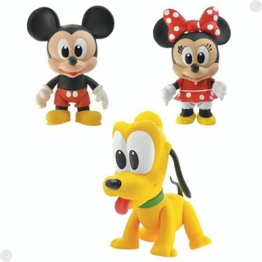 Imagem de Kit com 3 Bonecos De 12cm Mickey Minnie Pluto 3293 Líder - Líder Brinq