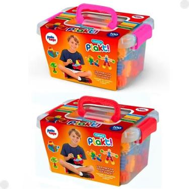 Imagem de Maleta Plakt Formas De Montar Coloridas Infantil 100 Peças - Pakiplast