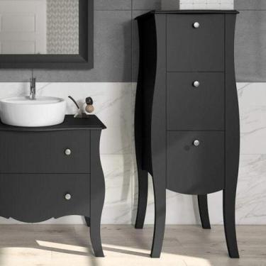 Imagem de Gaveteiro Classe com 3 Gavetas em MDF - Preto - P&C ArteMobili, Preto