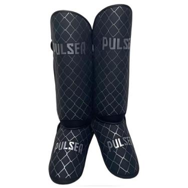 Imagem de Caneleira De Muay Thai Kickboxing Preto Grade Prata 20mm Pulser Fight,