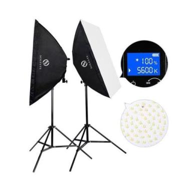 Imagem de Kit Softbox Iluminador Led 50x70cm C/bolsa+4bateria+2carregador Duplo 