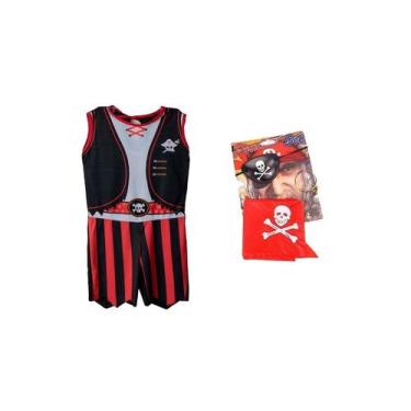 Imagem de Fantasia de Pirata 4 Peças Infantil Carnaval Halloween - Regina