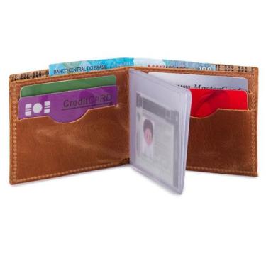 Imagem de Carteira Porta Cartão Compacta Slim Couro Bovino C/plástico - ELLO GRI