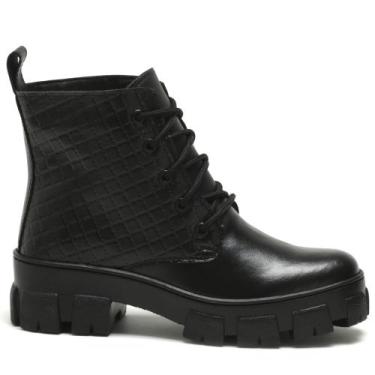 Imagem de Coturno Feminino Estampa Preto Solado Tratorado Confortável - Via Faci