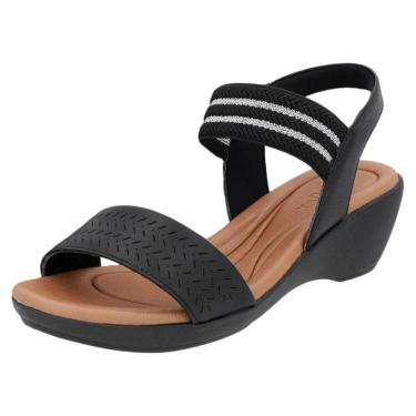 Imagem de Sandália Femina Anabela Baixa Conforto Facil Calce Usaflex