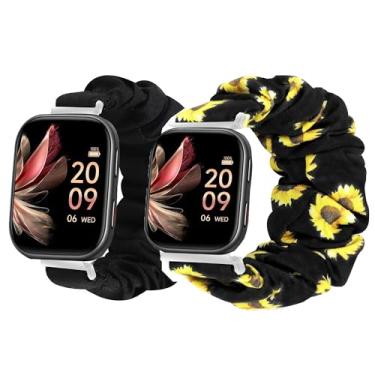 Imagem de Compatível com pulseiras FITVII Fitness Tracker, tecido elástico elástico de 20 mm, 22 mm, lindas pulseiras de substituição compatíveis com relógio inteligente FITVII HM57, HM78, HM68, HM21, H56, H86