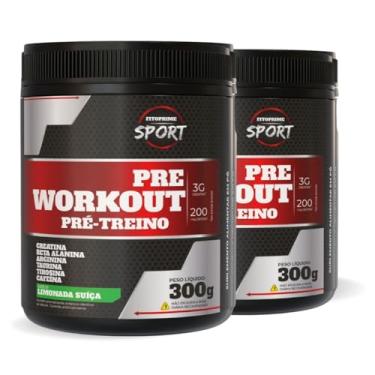 Imagem de KIT2 Pré Treino Creatina Arginina Pote 300g Sabor Limonada Suíça