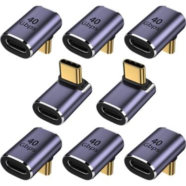 Imagem de ShineeKee Adaptador de ângulo reto USB C de 90 graus, transferência de dados de 40 Gbps, USB 4.0/Thunderbolt 4 tipo C macho para fêmea extensor para celular, interruptor, deck a vapor, tablet, laptop