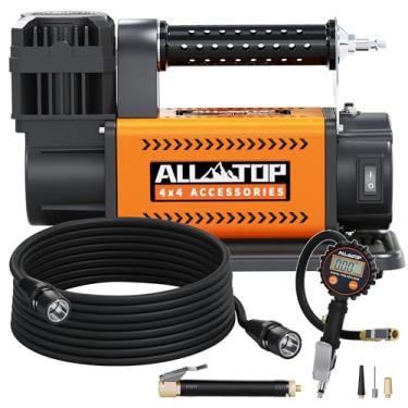 Imagem de ALL-TOP Compressor de Ar com Kit de Inflador de Pneus com Manômetro Digital, Inflador Portátil de 12V 7,06 Pés³/Min, Bomba de Ar Offroad para Pneus de Caminhão, Serviço Pesado Máximo de 150 Psi para V