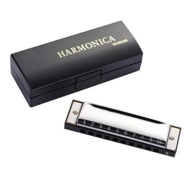 Imagem de Para Iniciantes harmônica Instrumento De Bolso Iniciante Adulto Com 10 Buracos Para Gaita De Blues C-key Em Caixa De Plástico Preta