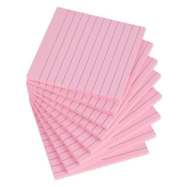 Imagem de Vanpad Notas adesivas forradas 10 x 10 cm, almofadas autoadesivas pautadas rosa claro, fáceis de colocar para casa, escritório, caderno, 8 blocos/pacote
