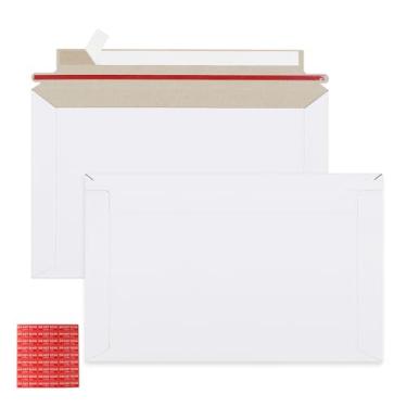 Imagem de zmybcpack Pacote com 100 envelopes rígidos de 16 x 24,9 cm para documentos, envelopes de papelão branco para CD, fotos, documentos