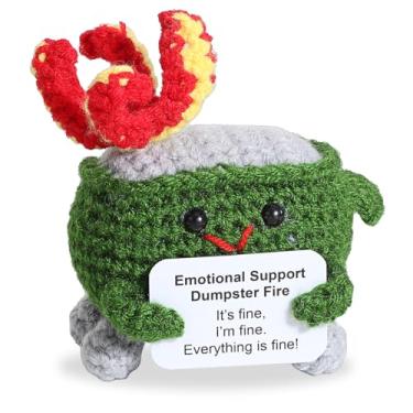 Imagem de Lixeira de suporte emocional, lixeira de crochê feita à mão, ornamentos de tricô com cartão positivo, presente de suporte emocional exclusivo para decoração de mesa de Natal e presente de aniversário