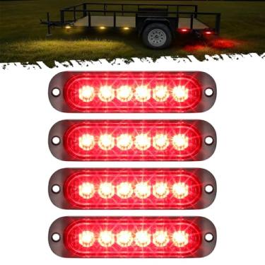 Imagem de Partsam 4 peças de alumínio de 11,24 cm vermelho LED Clearance Side Marker Lights, Surface Mount Marker Lights for Trailer Pickup Truck Tractor RV Motorcycle Golf Cart, IP67 à prova d'água