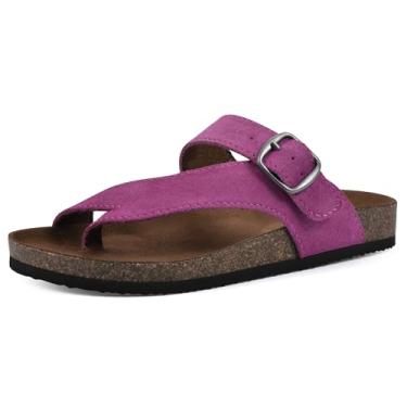 Imagem de WHITE MOUNTAIN Sandália rasteira feminina Carly, Chuva/camurça roxa, 40