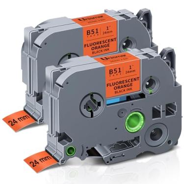 Imagem de Unismar Compatível com Brother TZe-B51 Preto em Laranja Fluorescente 24 mm 0,94 Fita de Etiqueta Laminada para Ptouch PTD600 PT-P700 PT-2430PC PT-D600VP PT-D800W PT-P900W, 2,5 cm x 8 m, 2 unidades