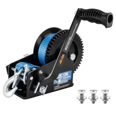 Imagem de AC-DK Guincho De Reboque De Barco Resistente De 3500 Libras Com Cinta De 32 Pés, Catraca De 2 Vias, Engrenagem 4:1/8:1, Guincho De Reboque, Manivela Portátil Para Barco, Caminhão, Reboque, Rv, Atv,