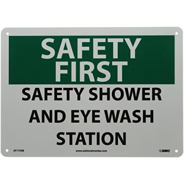 Imagem de National Marker SF175RB Placa "Safety First, Safety Shower and Eye Wash Station", plástico rígido, 25,4 cm x 35,5 cm
