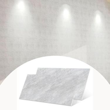 Imagem de Kit 10 Placas Autocolantes Mármore Adesivo Vinílico Cinza Claro Brilhoso 60x30 Brinovar