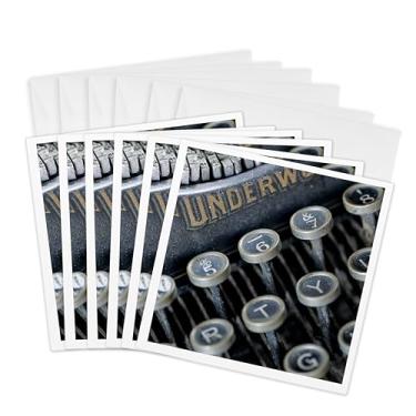 Imagem de 3dRose Foto de uma máquina de escrever antiga - Cartões comemorativos, 15 x 15 cm, conjunto de 6 (gc_173603_1)
