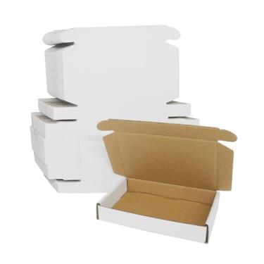 Imagem de ELAZEKES Caixas 6X4X1 para Envio de Correspondência, Pacote com 25 Pequenas Caixas de Correio Brancas, Embalagens de Papelão Ondulado Plano, Caixas de Presente, Correspondências de (6"X4"X1", Branco)