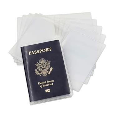 Imagem de Pacote com 6 capas transparentes para passaporte, capa transparente para passaporte com organizador de documentos de viagem e cartão de crédito, porta-passaporte à prova d'água para viagens, feita com