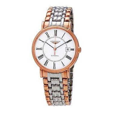 Imagem de Longines Relógio masculino Flagship com mostrador branco automático em dois tons L49211117, Moderno