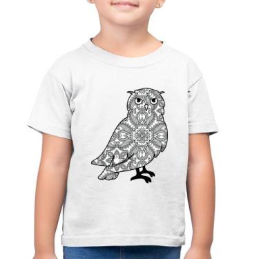 Imagem de Camiseta Algodão Infantil Coruja Mandala - Foca na Moda, Branco, 6