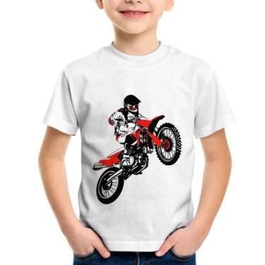 Imagem de Camiseta Infantil Motocross Jump Vermelha - Foca na Moda, Branco, 4
