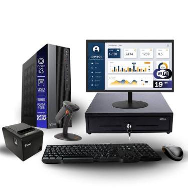 Imagem de Kit Automação PDV TOB i3 4GB SSD 120GB Win10 Rede S/Fio Teclado Mouse Monitor 19" Gvt. Dinheiro  Imp. Térmica Leitor Cód Barras