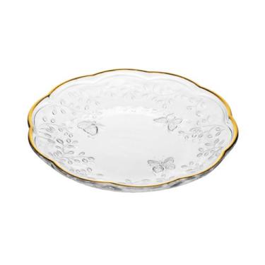 Imagem de Cj de 4 prato para sobremesa new butterfly com fio de ouro 20cm crista