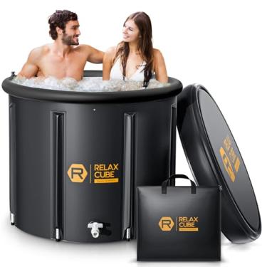 Imagem de RelaxCube Banheira de gelo para atletas, banheira de imersão a frio GG de 116 litros para recuperação e terapia de água fria, barril portátil de várias camadas para uso externo, banheira de gelo