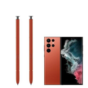 Imagem de Pacote com 2 canetas de substituição para Galaxy S22 Ultra para Samsung Galaxy S22 Ultra 5G, Galaxy S22 Ultra Stylus S com sensibilidade de pressão 4096 + pinça sem Bluetooth (laranja)