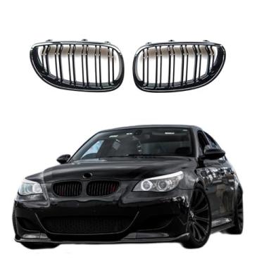Imagem de Carro Frente Pára-choques Rim Grade Grade Capô Malha Dupla Linha Compatível Para BMW E60 M5 E61 545i 550i 535i 2003-2010 Série 5 Refit Body Kit(Matt black)