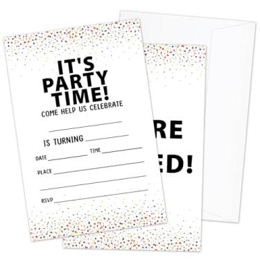 Imagem de AWDSTN É hora da festa! Convites de festa de aniversário com envelopes, convites de festa de aniversário de pontos coloridos, 20 conjuntos de suprimentos e lembrancinhas de festa de aniversário -18