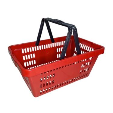 Imagem de Kit 5 Cesta de Mercado Compra Supermercado Cestinha e Lojas 45x30 Multiuso Reforçadas Grande(Vermelho)