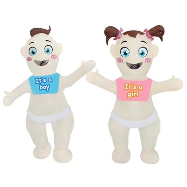 Imagem de DAHAKII 2 Packs Inflatable Baby Costume Boy and Girl Blow Up Costume for Adult/Gender Reveal Party/Baby Shower Party Favor/Halloween (Boy/Girl)