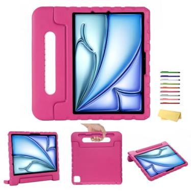 Imagem de UUcovers Capa infantil para iPad Air de 11 polegadas M2 (2024) e iPad Pro 11 M4 (2024) com alça giratória/suporte/porta-lápis/suporte giratório de 180 graus, à prova de choque, fofo, macio, EVA
