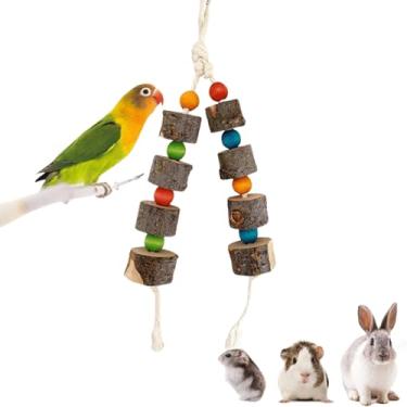 Imagem de Brinquedos de mastigar madeira de maçã natural para animais pequenos papagaios, brinquedos para mastigar coelhos, brinquedos de criaturas pequenas, brinquedos de porquinho da índia, brinquedo de