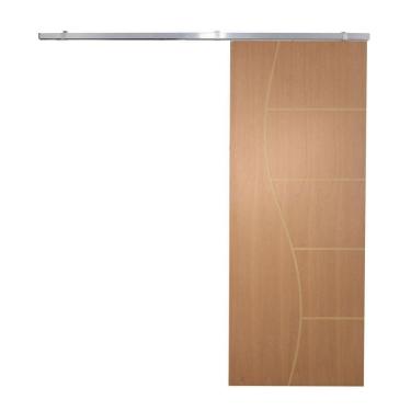 Imagem de Porta De Correr P- Verniz Frisada Kit Alumínio F07 - 210x110