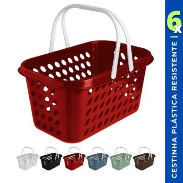 Imagem de Kit 6 Cesta Cestinha Plástica Supermercado Compras 3L c/ Alça Resisten