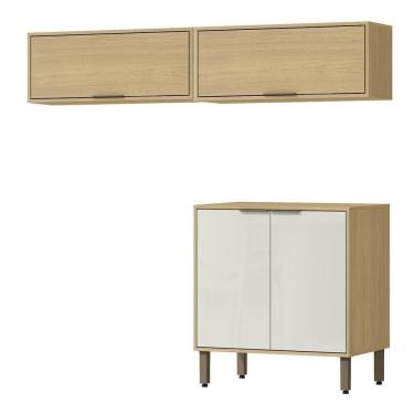 Imagem de Cozinha Modulada 3 Modulos 160 Cm Glor Castanho Off White Mxm