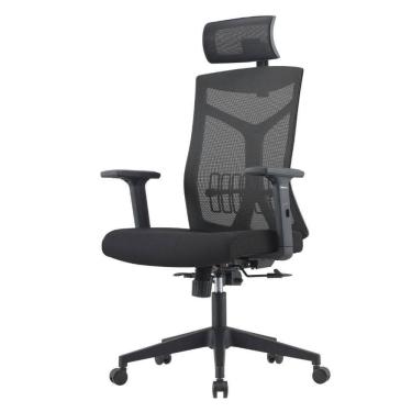 Imagem de Cadeira Escritório Nr-17 Lugano Presidente C- Braços Fratini Encosto Tela Mesh Preta Base Rodízio