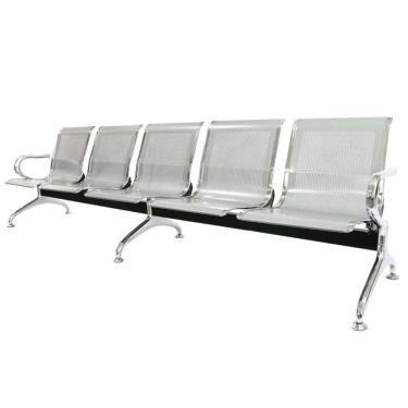 Imagem de Longarina 5 Lugares Nr-17 Dubai Fratini 281 Cm (larg) Aço Carbono, Cromado E Pintura Cinza C- Braços