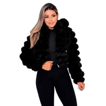 Imagem de Jaqueta Peluciada Feminina Alto Inverno Com Capuz Cor:;Tamanho:GG-Feminino