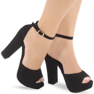 Imagem de Sandália Salto Alto Grosso Meia Pata Feminina P35 - Re&Ton, Preto, 38